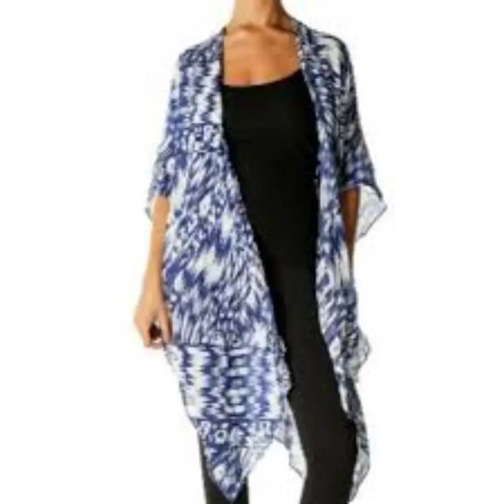 Michael Stars ZUL Brushed Batik Scarf Cape Duster Swim Cover-up Shrug Size OS